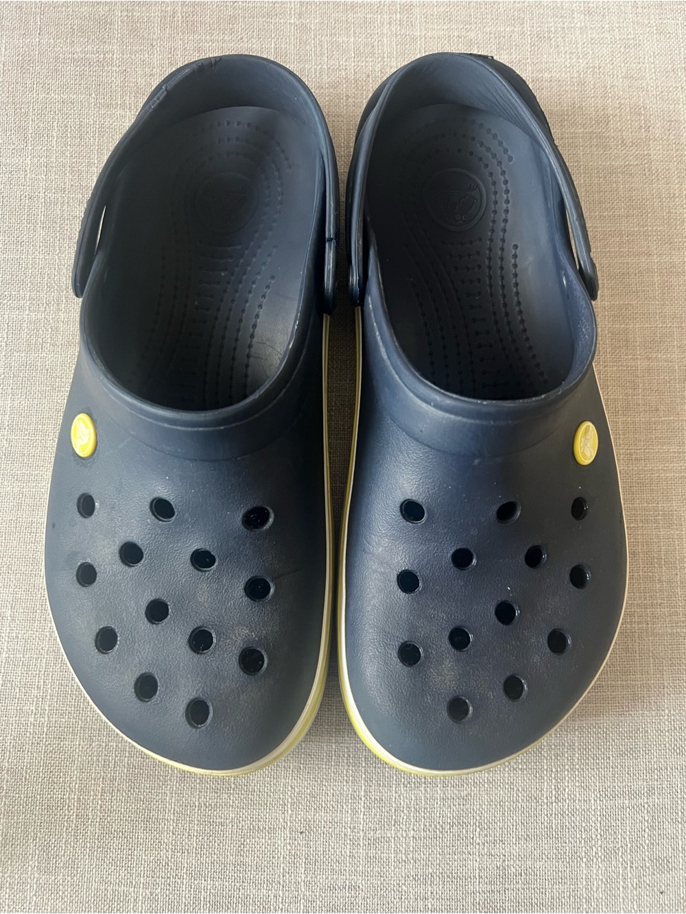 CROCS Crocband Navy Clogs w/strap, men’s 10, lightweight casual